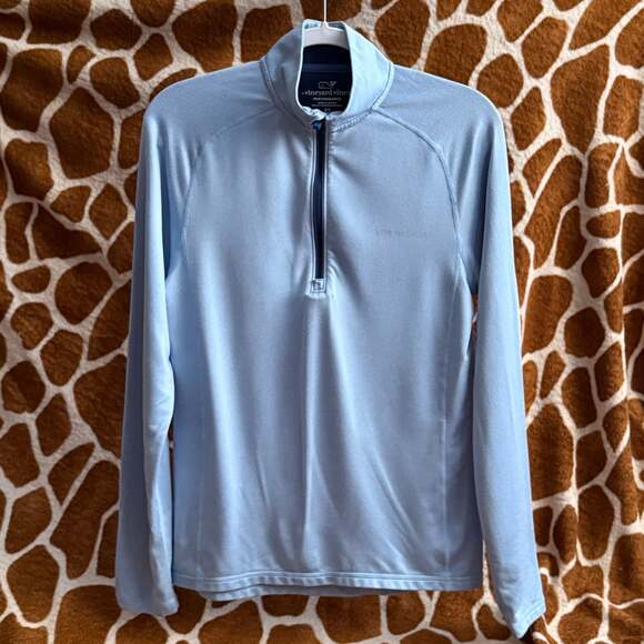 Vineyard Vines Other - Vineyard Vines Men's Performance Quarter-Zip Mock Neck Pullover Light Blue Size